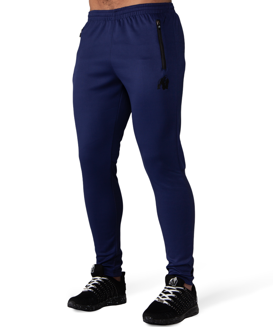 navy blue pants and black shoes