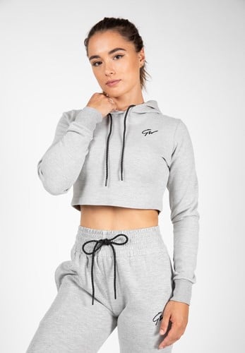 Pixley Crop Top Hoodie - Gray