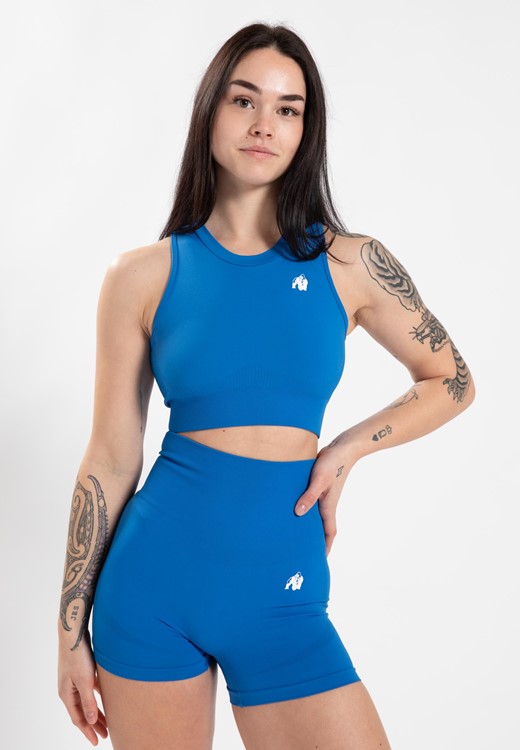 Olivia Seamless Crop Top - Blue - XS/S