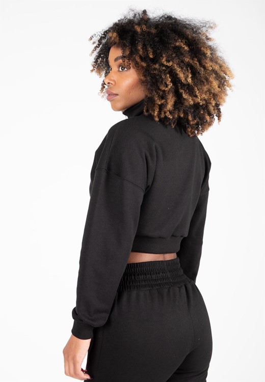 Ocala Cropped Half-Zip Sweatshirt Black