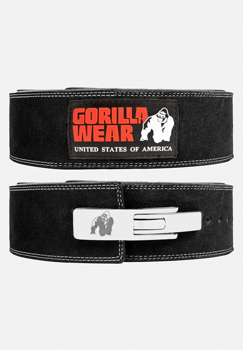 Gorilla Wear 4 Inch Leather Lever Belt - Black