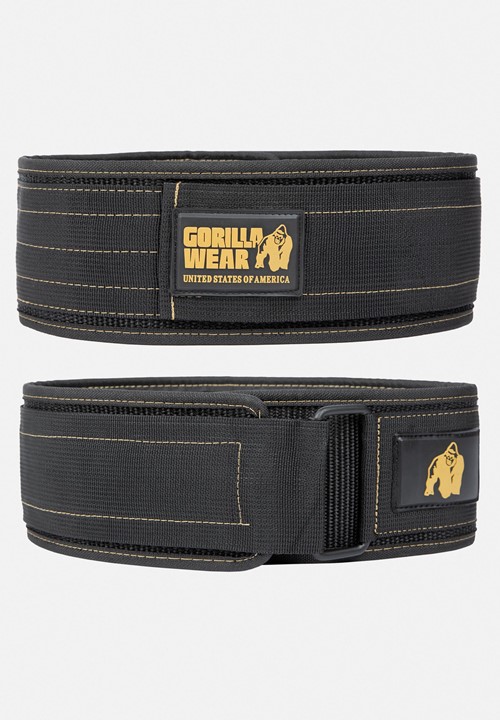 Gorilla Wear 4 Inch Nylon Lifting Belt - Black/Gold