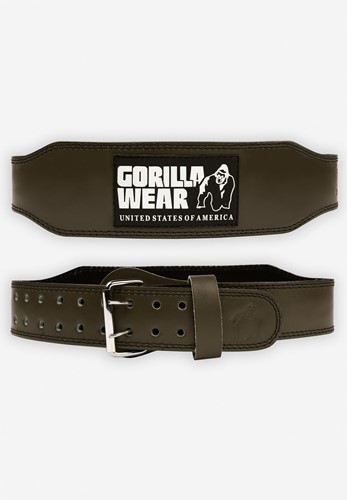 Gorilla Wear 4 Inch Padded Leather Lifting Belt - Army Green