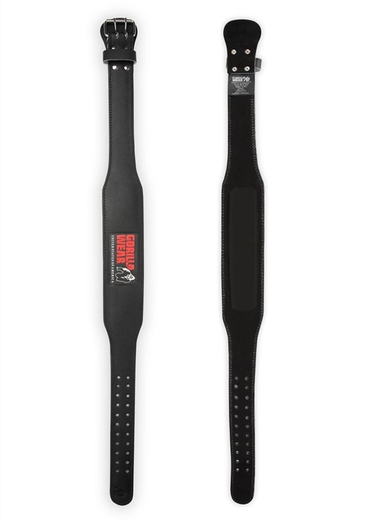 4 inch padded leather lifting belt black/red