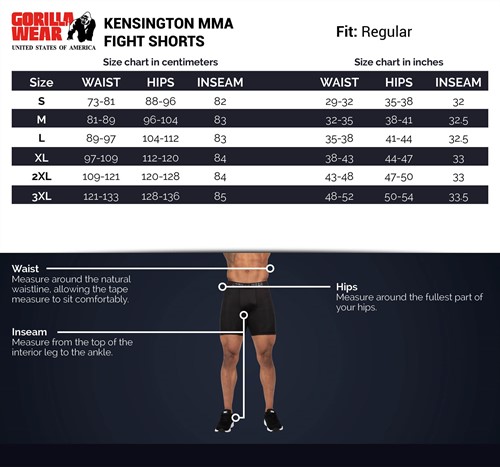 Kensington MMA Fight Shorts - Black/Gray Camo - S Gorilla Wear